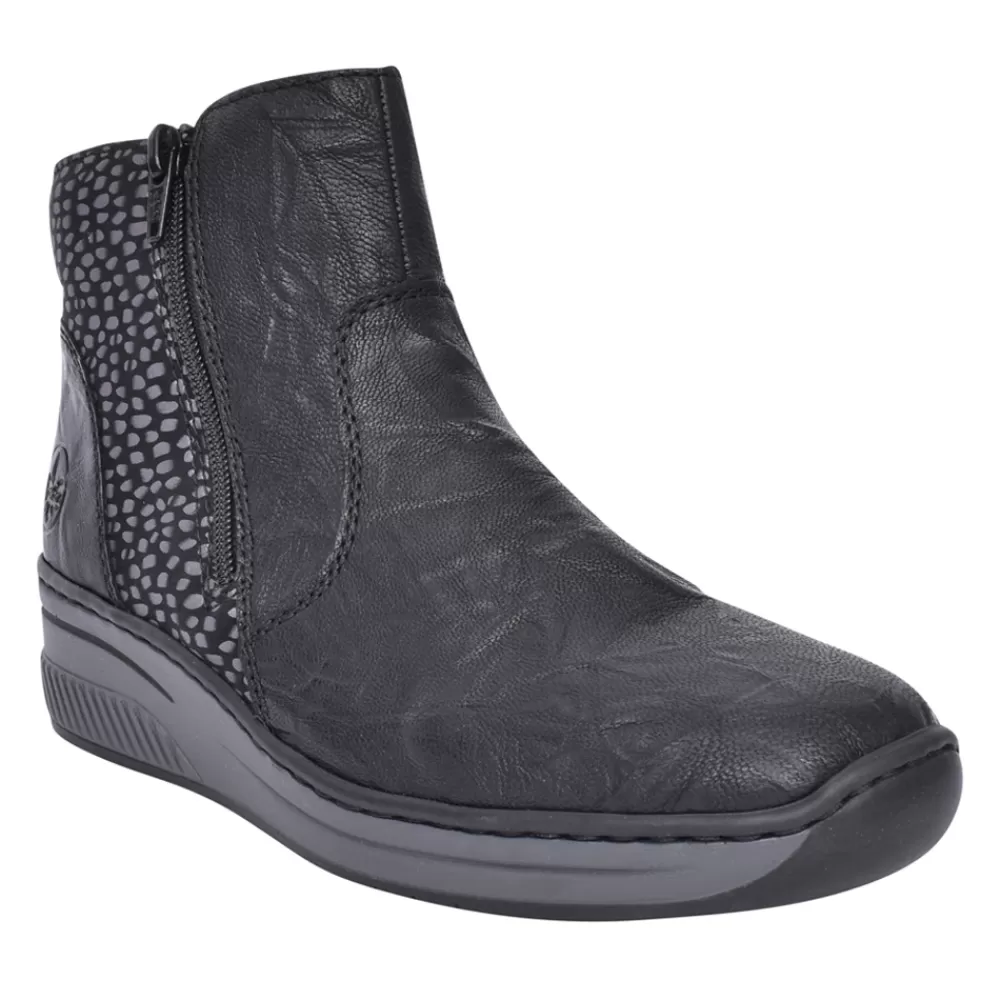 Ladies RIEKER Ladies 48759 Wedge Ankle Boot In Black