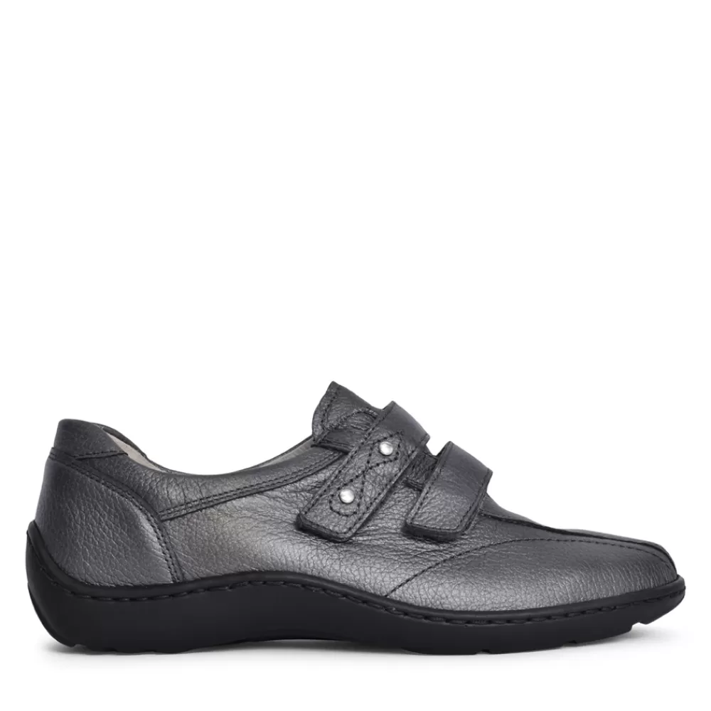 Ladies WALDLAUFER Ladies 496301 Henni Velcro Shoe In Pewter