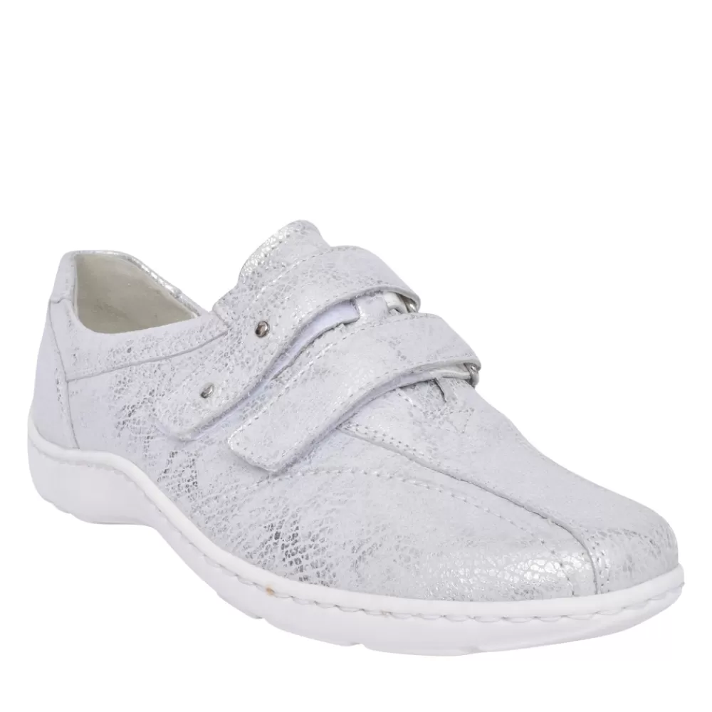 Ladies WALDLAUFER Ladies 496301 White Henni Velcro Shoe In White