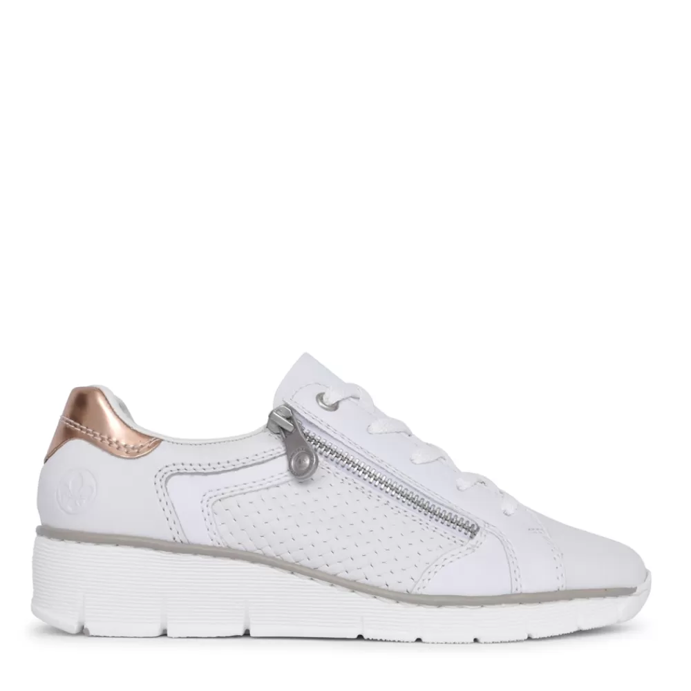 Ladies RIEKER Ladies 53703 Laced Trainer In White