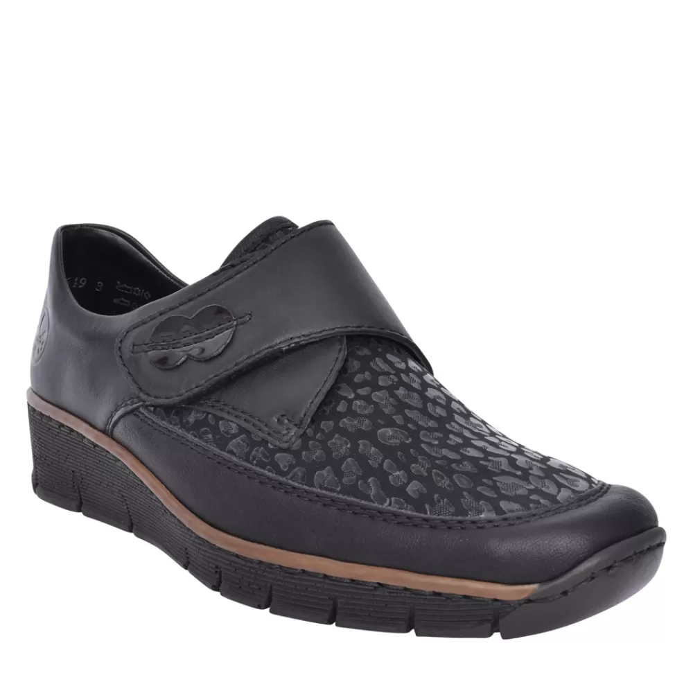 Ladies RIEKER Ladies 537C0 Wedge Shoe In Black