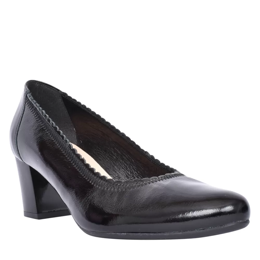 Ladies BIOECO Ladies 5527 Low Heel Court Shoe In Black Patent