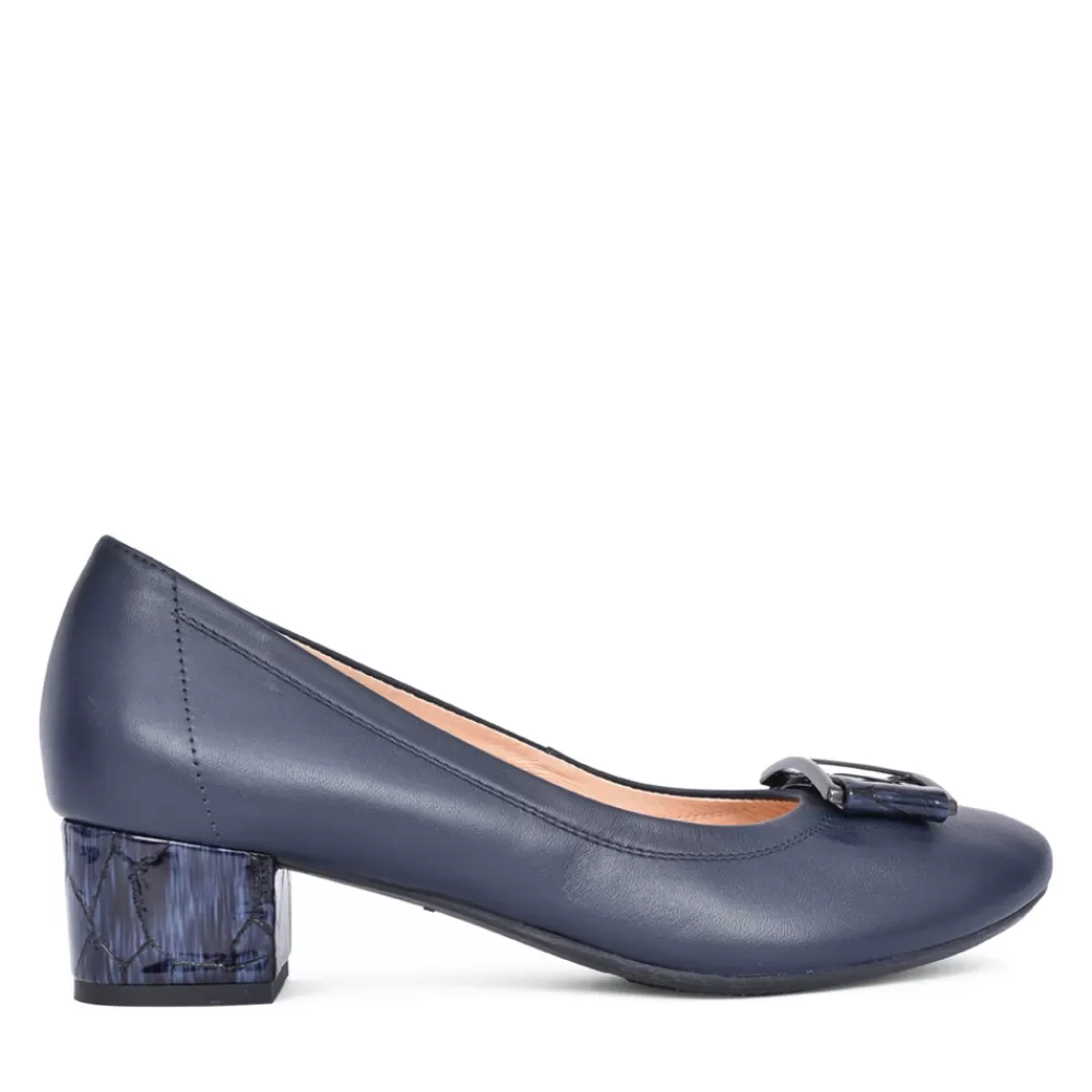Ladies BIOECO Ladies 5632 Low Heel Court Shoe For Ladies In Navy Croc