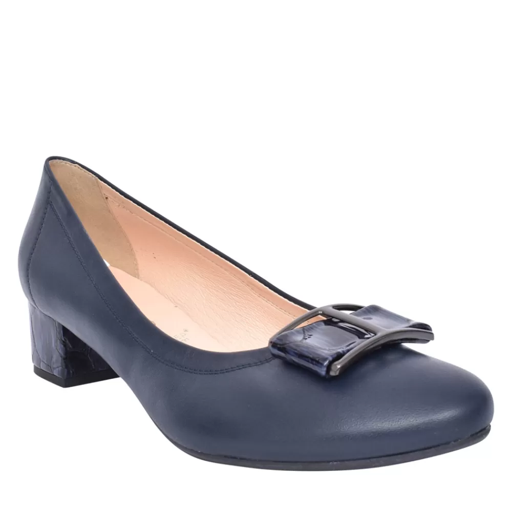 Ladies BIOECO Ladies 5632 Low Heel Court Shoe For Ladies In Navy Croc
