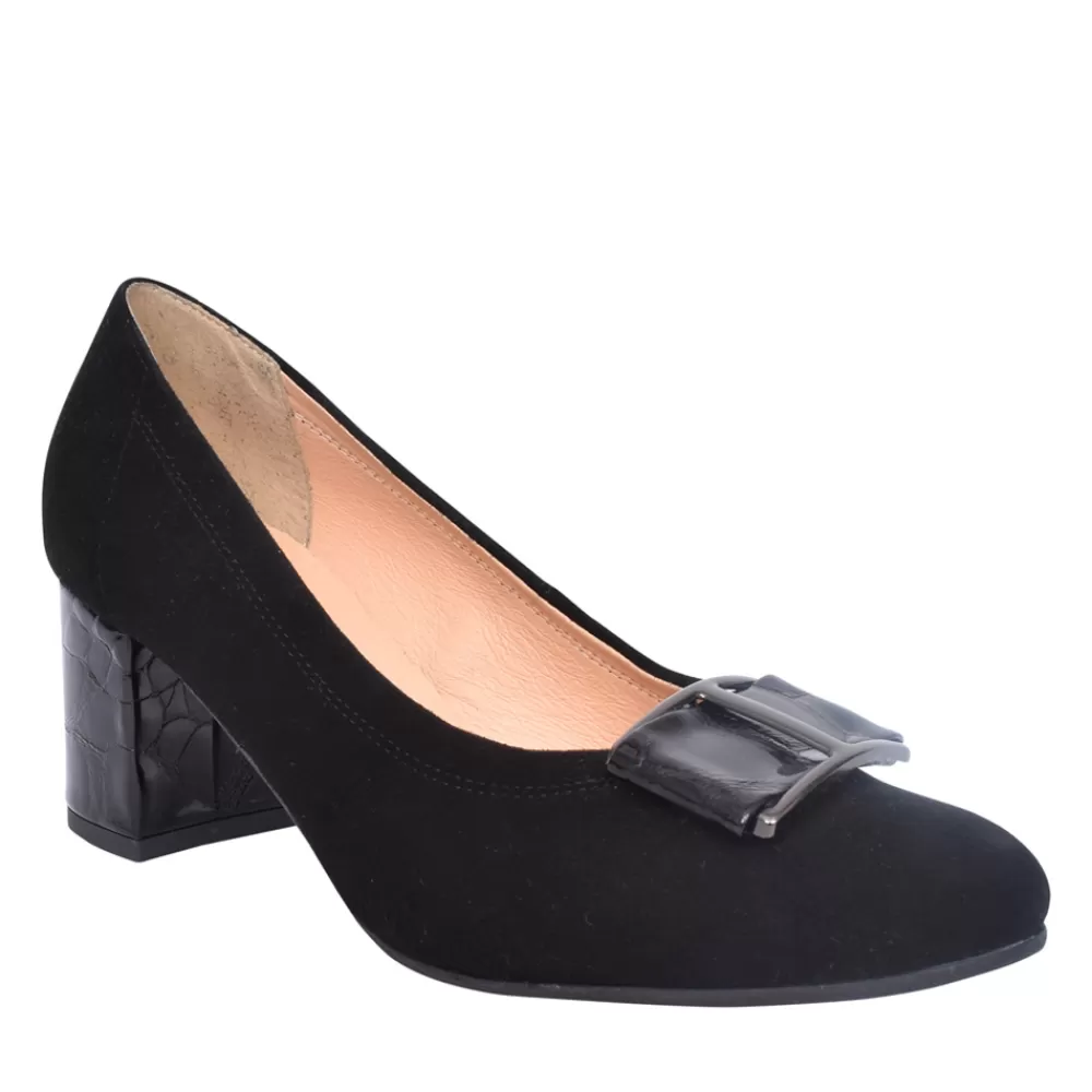 Ladies BIOECO Ladies 5754 Medium Heel Court Shoe In Black