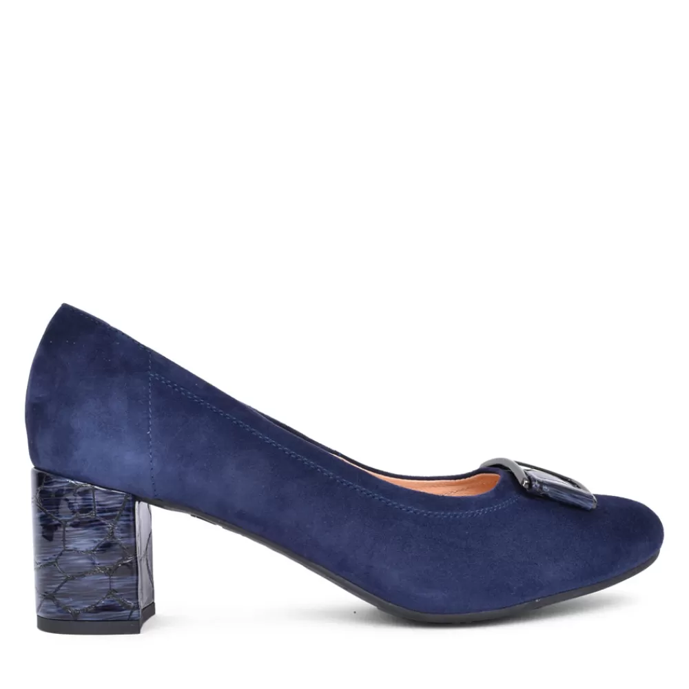 Ladies BIOECO Ladies 5754 Medium Heel Court Shoe In Navy