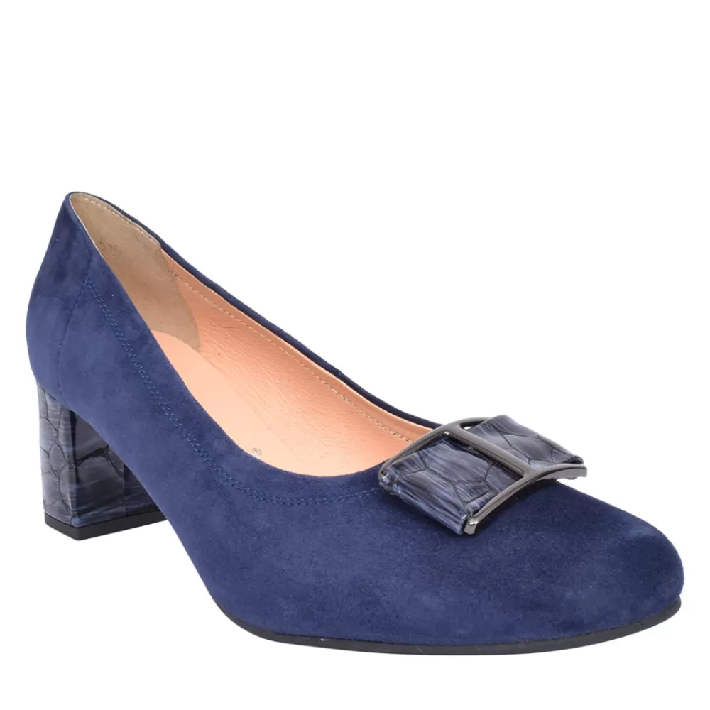 Ladies BIOECO Ladies 5754 Medium Heel Court Shoe In Navy