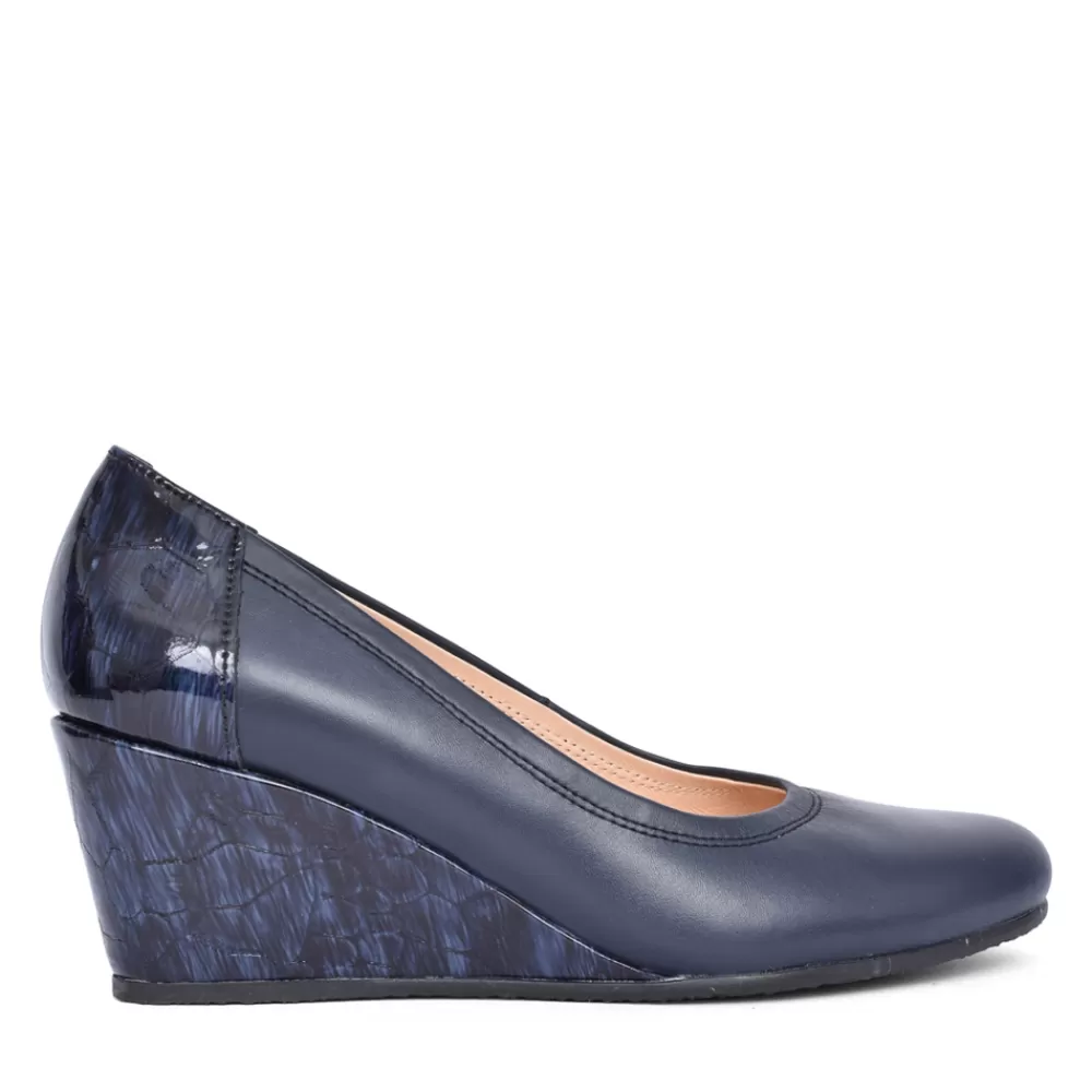 Ladies BIOECO Ladies 5899 Wedge Court Shoe In Navy