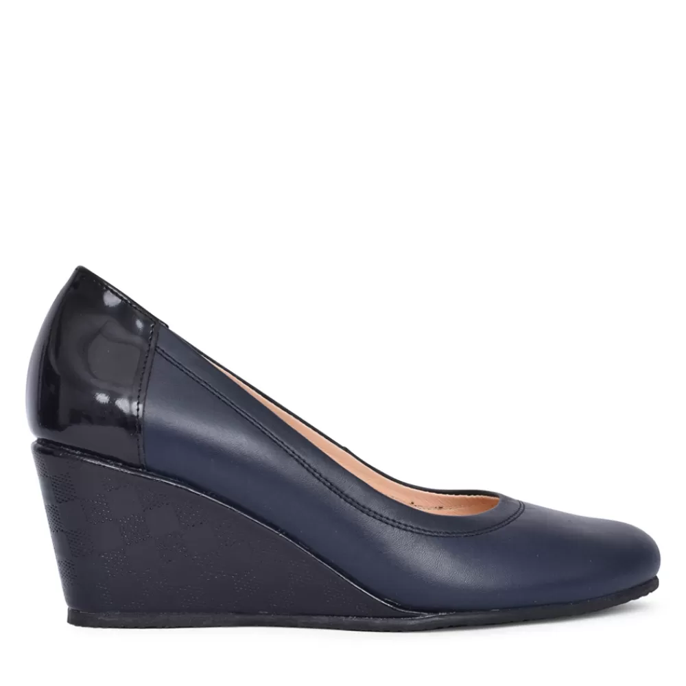 Ladies BIOECO Ladies 5899 Wedge Court Shoe In Navy