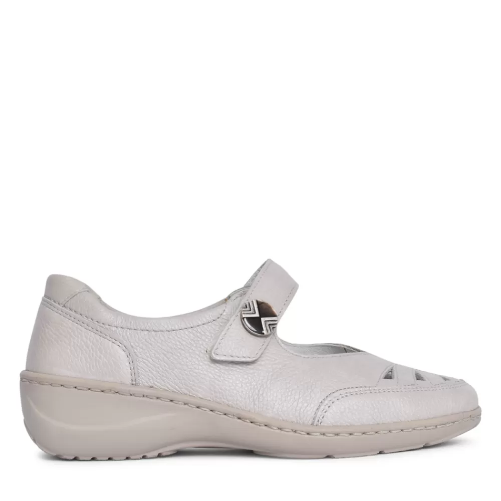 Ladies WALDLAUFER Ladies 607309 Kya Velcro Shoe In Light Grey