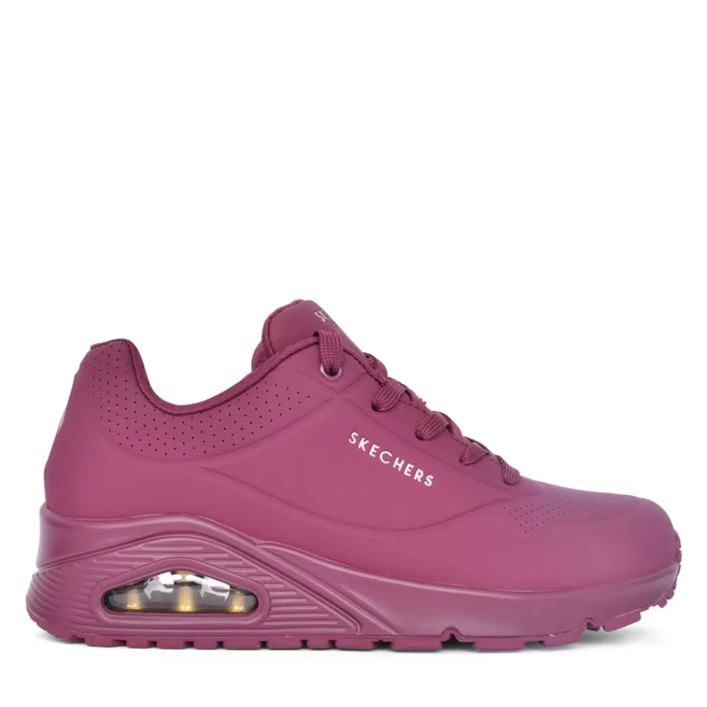 Ladies SKECHERS Ladies 73690 Uno Stand On Air Laced Trainer In Plum