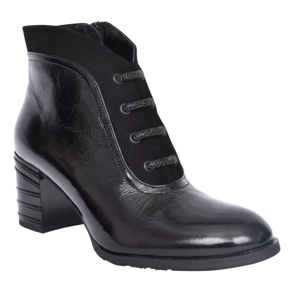 Ladies BIOECO Ladies 7773 Medium Heel Boot In Black Patent