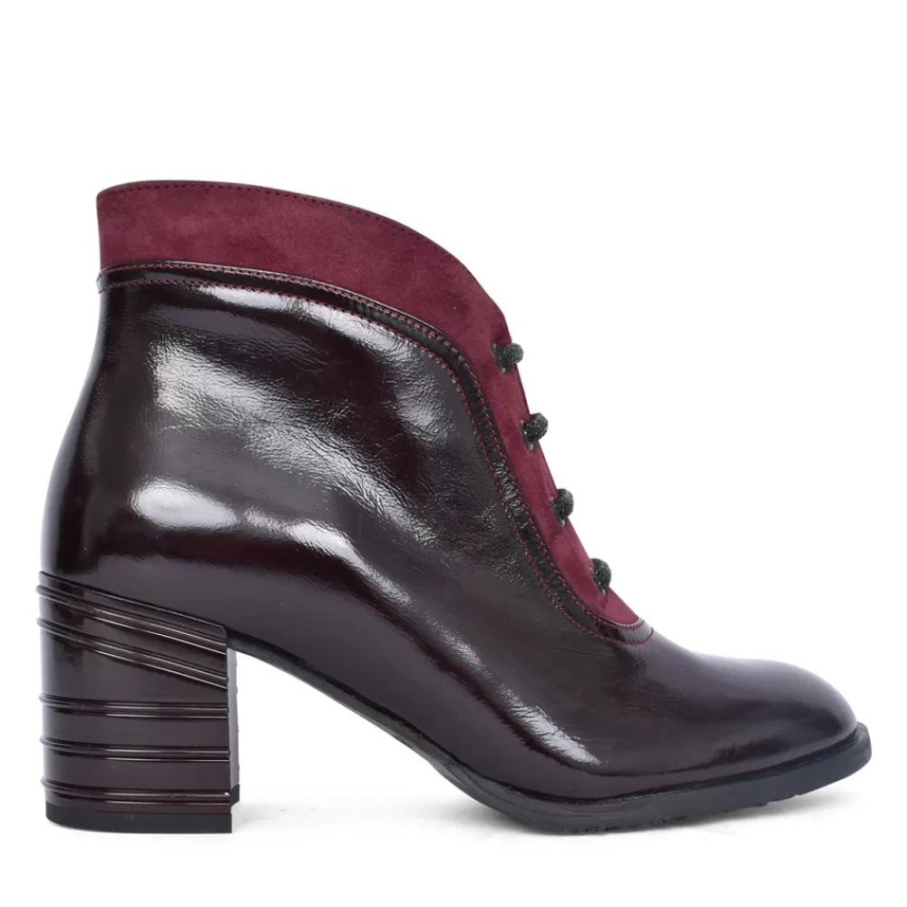 Ladies BIOECO Ladies 7773 Medium Heel Boot In Burgandy