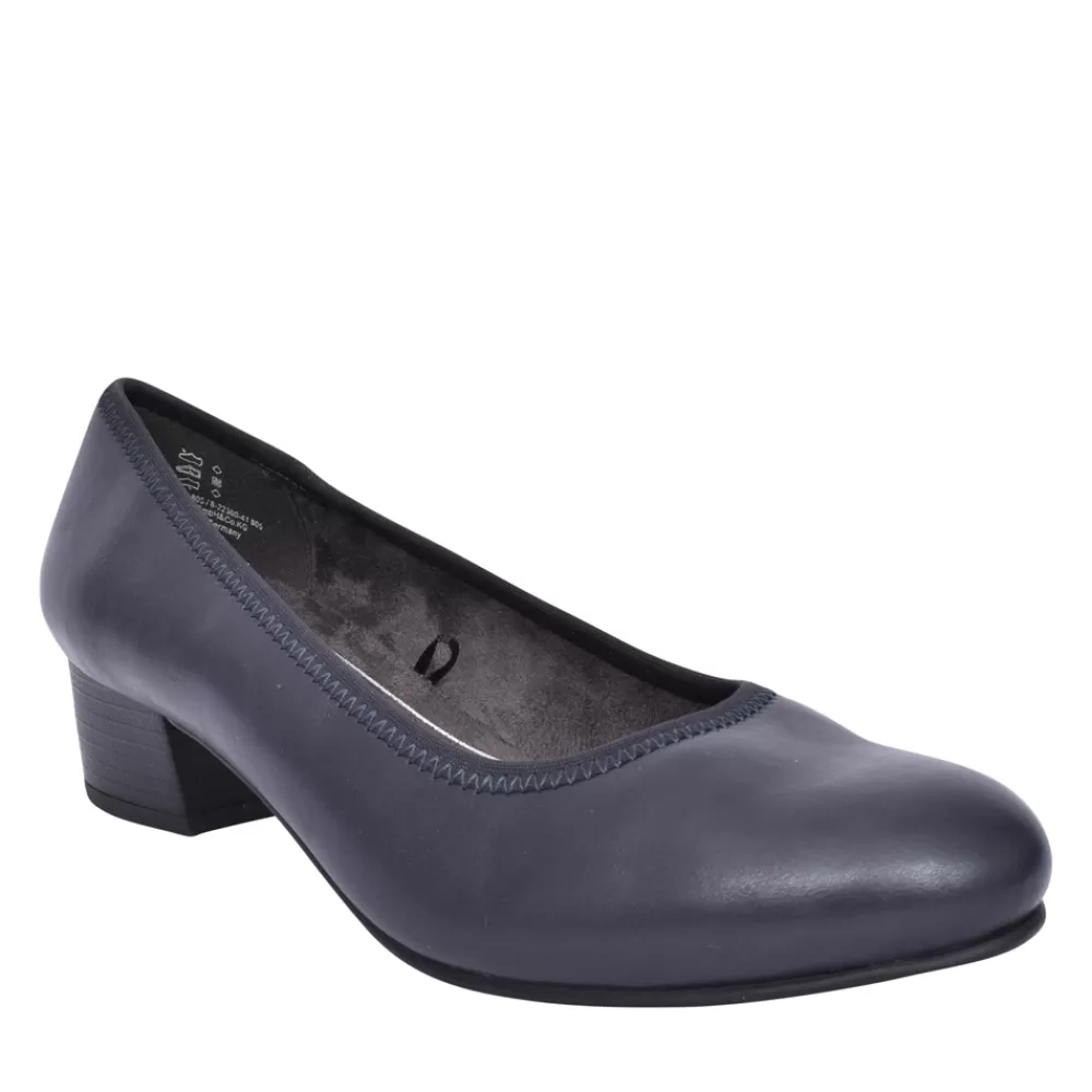 Ladies JANA Ladies 8-22360 Low Heel Court Shoe In Navy