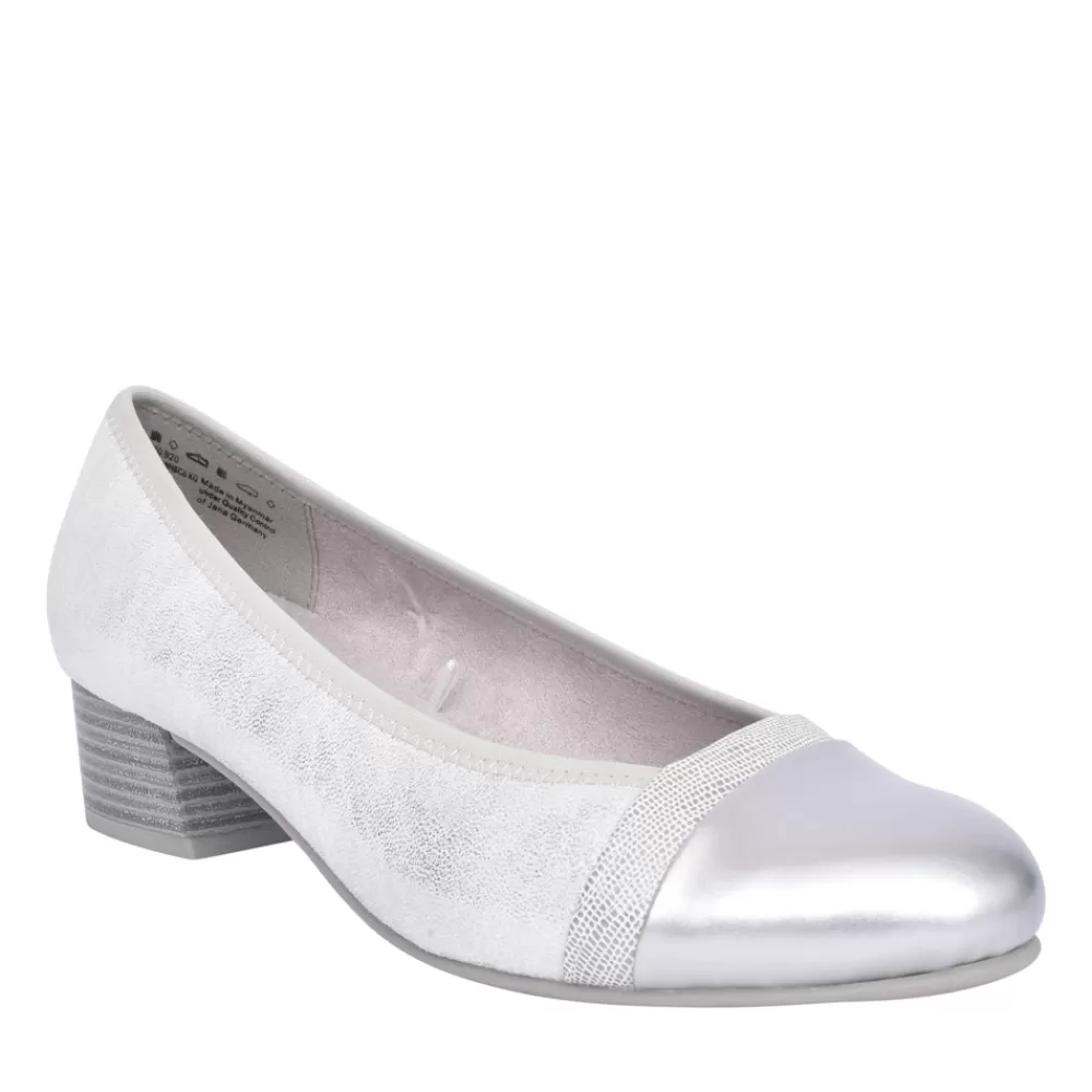 Ladies JANA Ladies 8-22366 Court Heel In Silver