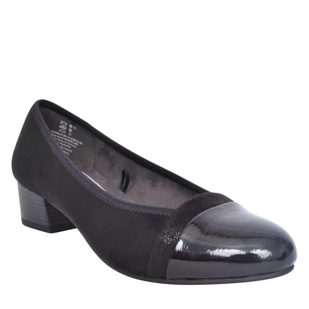 Ladies JANA Ladies 8-22366 Low Heel Court Shoe In Black