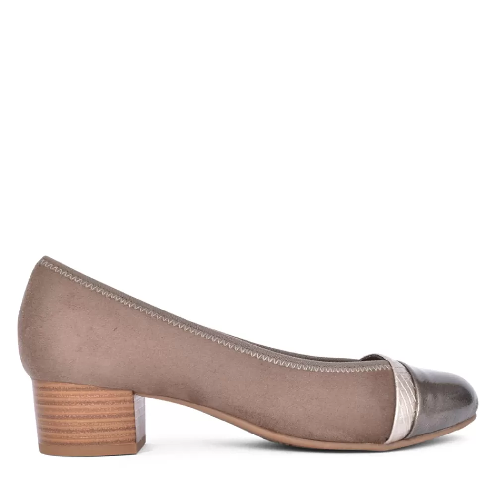 Ladies JANA Ladies 8-22366 Low Heel Court Shoe In Taupe