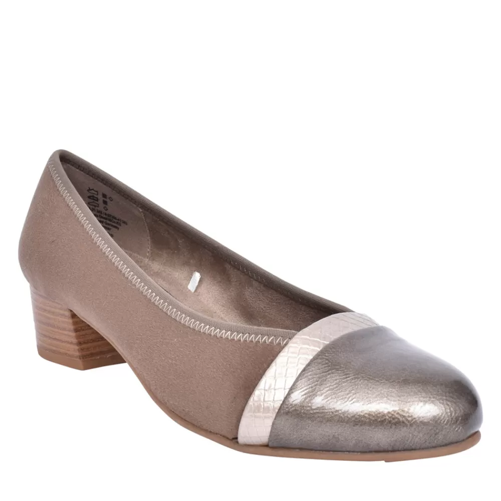 Ladies JANA Ladies 8-22366 Low Heel Court Shoe In Taupe