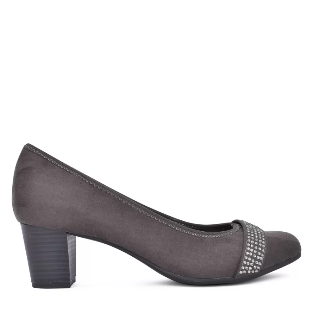 Ladies JANA Ladies 8-22465 Medium Heel Court Shoe In Dark Grey