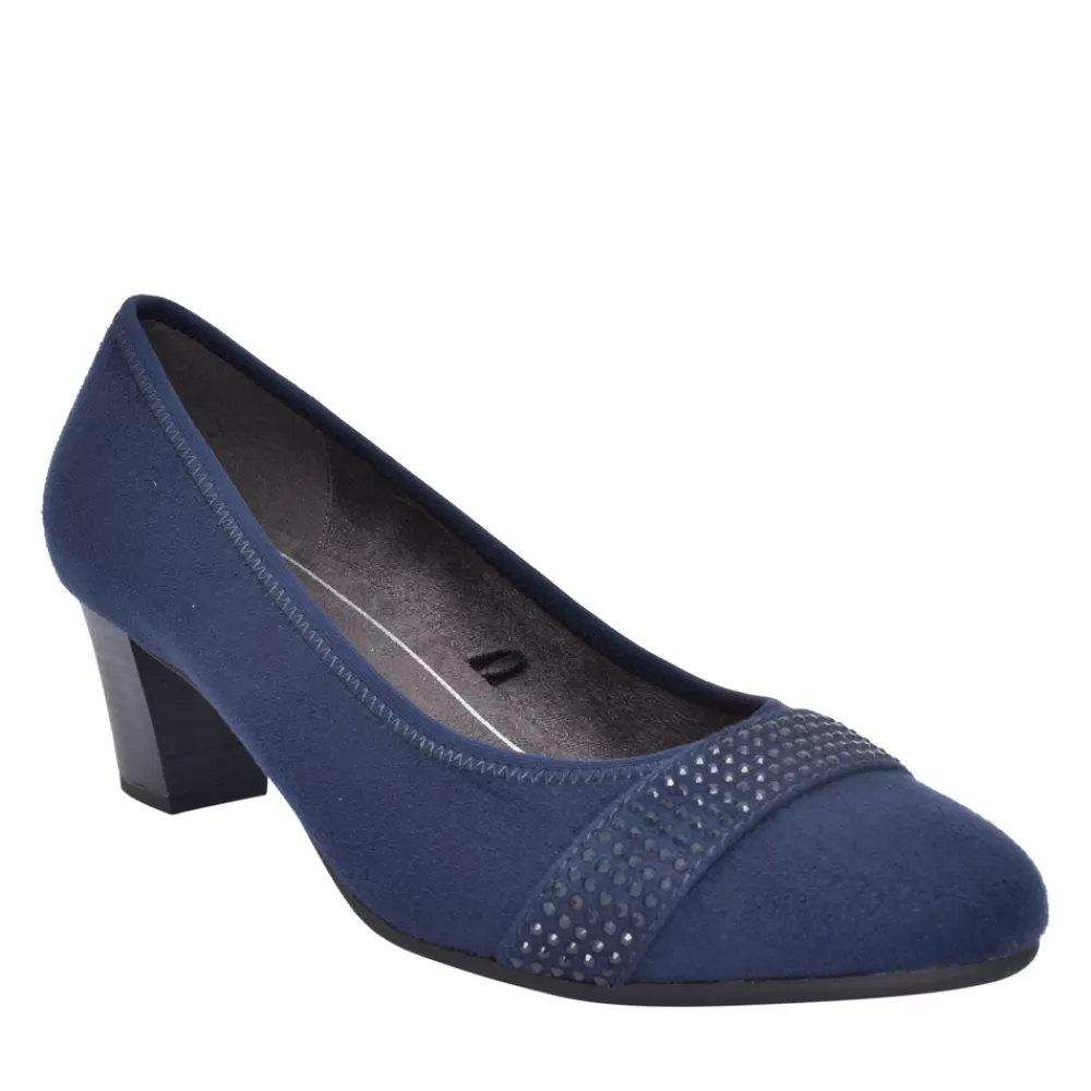 Ladies JANA Ladies 8-22465 Medium Heel Court Shoe In Navy