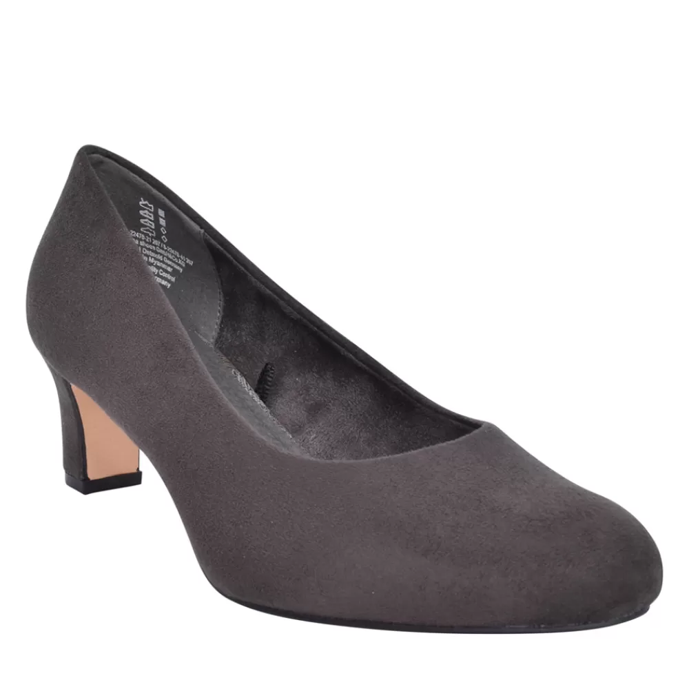 Ladies JANA Ladies 8-22470 Medium Heel Court Shoe In Dark Grey