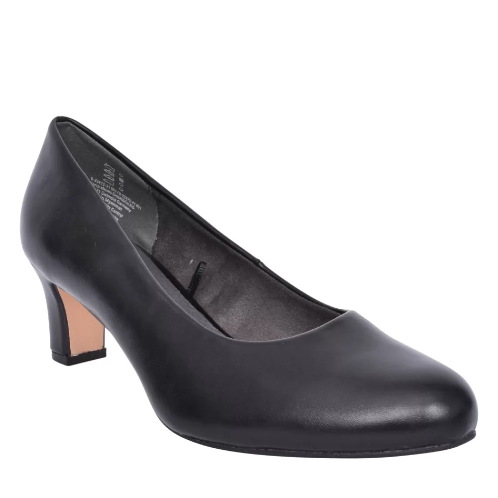 Ladies JANA Ladies 8-22472 Medium Heel Court Shoe In Black