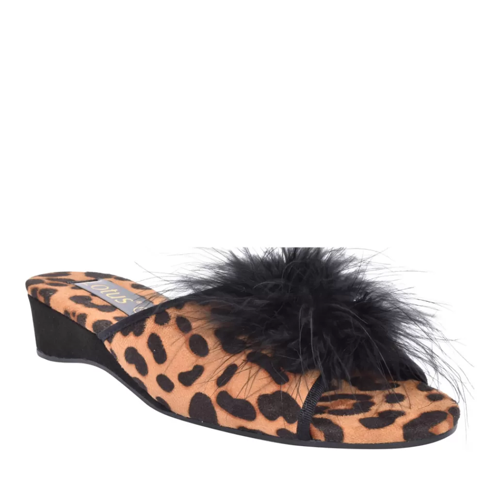 Ladies LOTUS Ladies Allure Ulh033 Leopard Print Mule Slip In Leopard