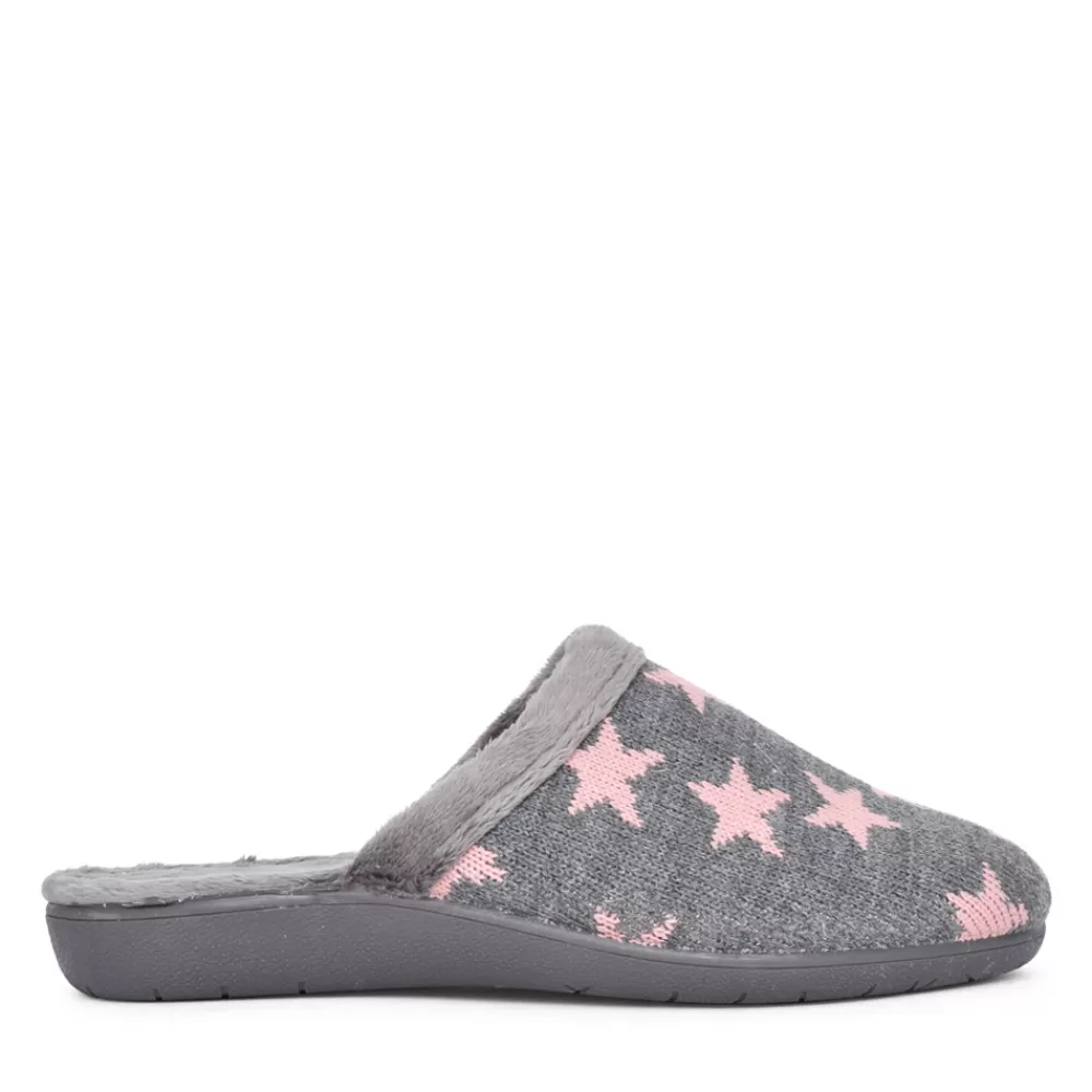 Ladies LUNAR Ladies Angelic Klz060 Mule Slipper In Dark Grey