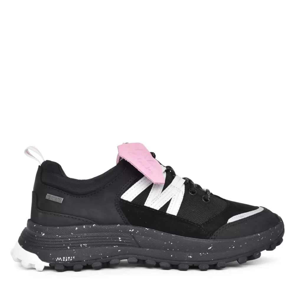 Ladies CLARKS Ladies Atl Trek Path Gtx Combi D-Fit Trainer In Black
