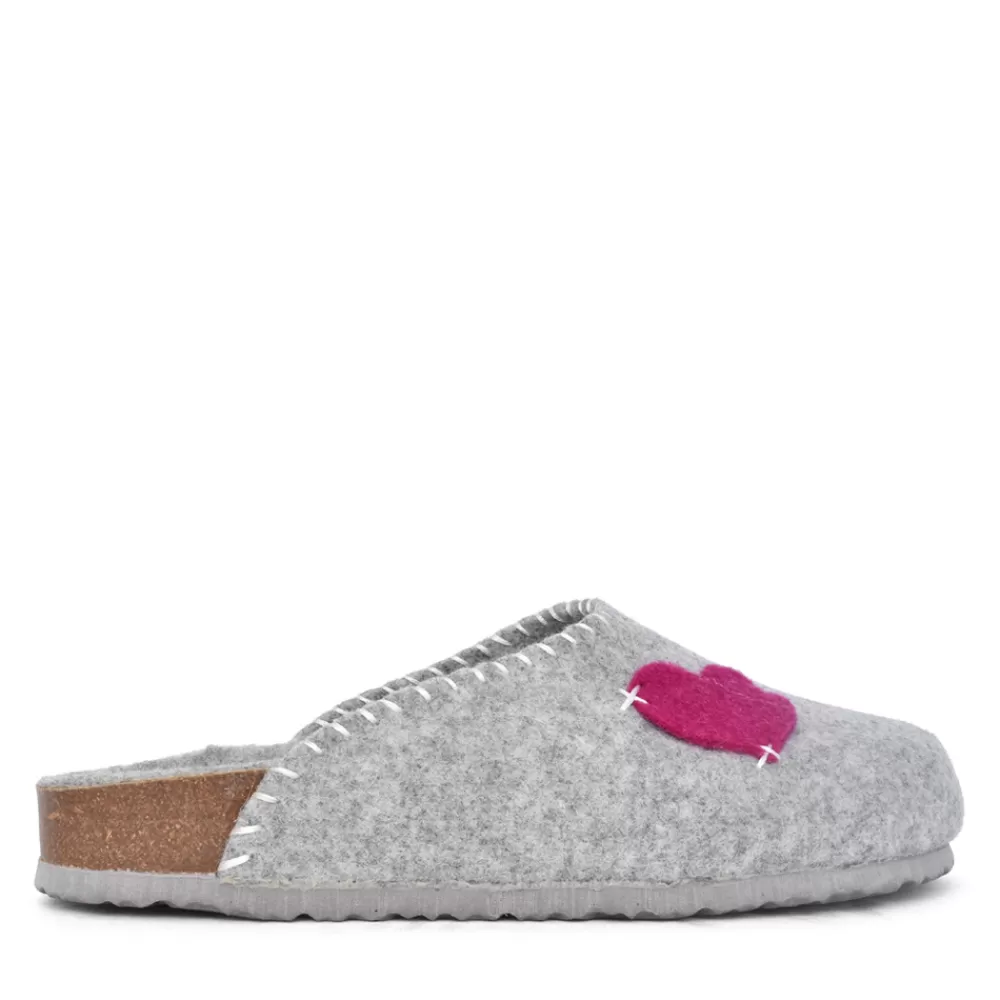 Ladies ADESSO Ladies Bexly A6318 Heart Mule Slipper In Grey