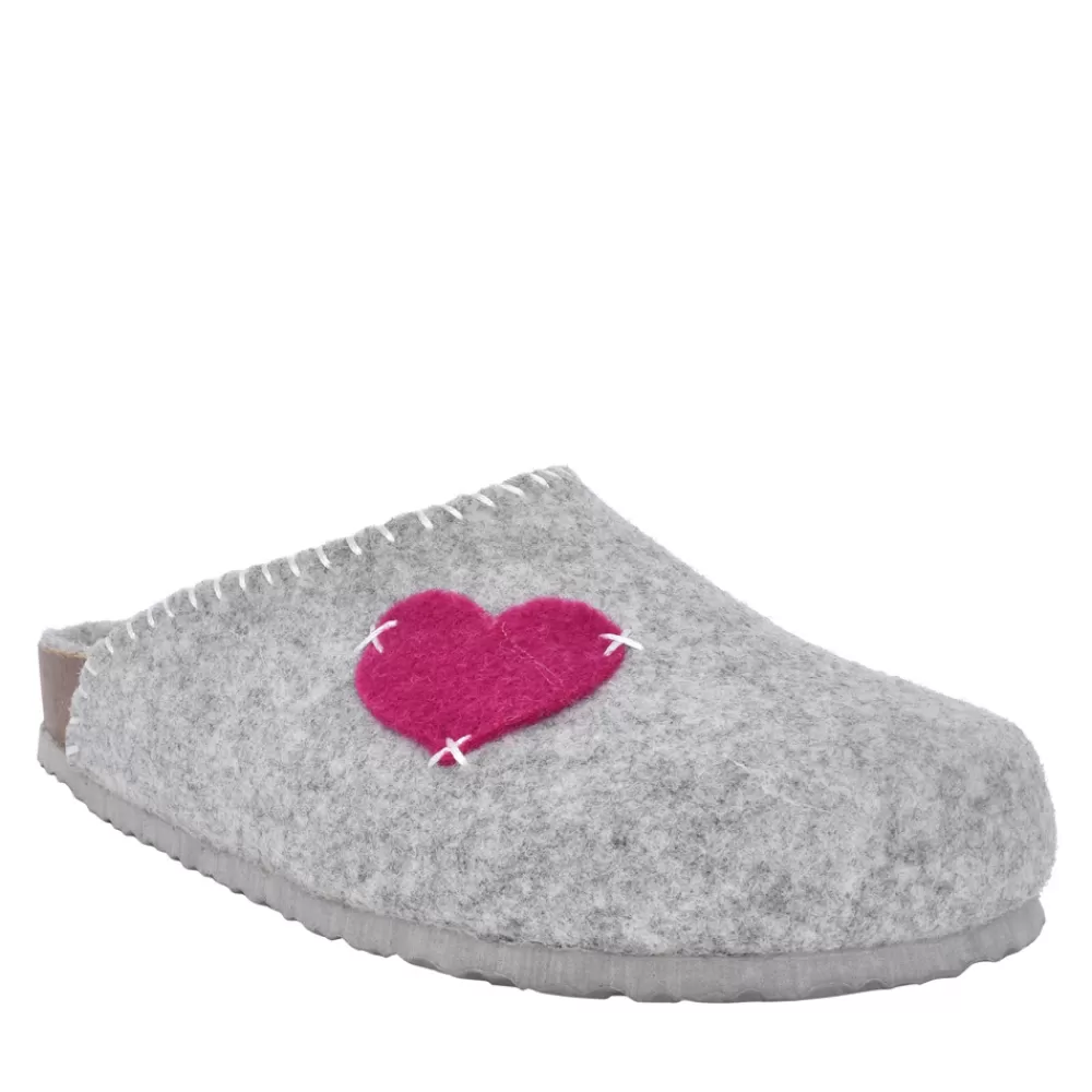 Ladies ADESSO Ladies Bexly A6318 Heart Mule Slipper In Grey