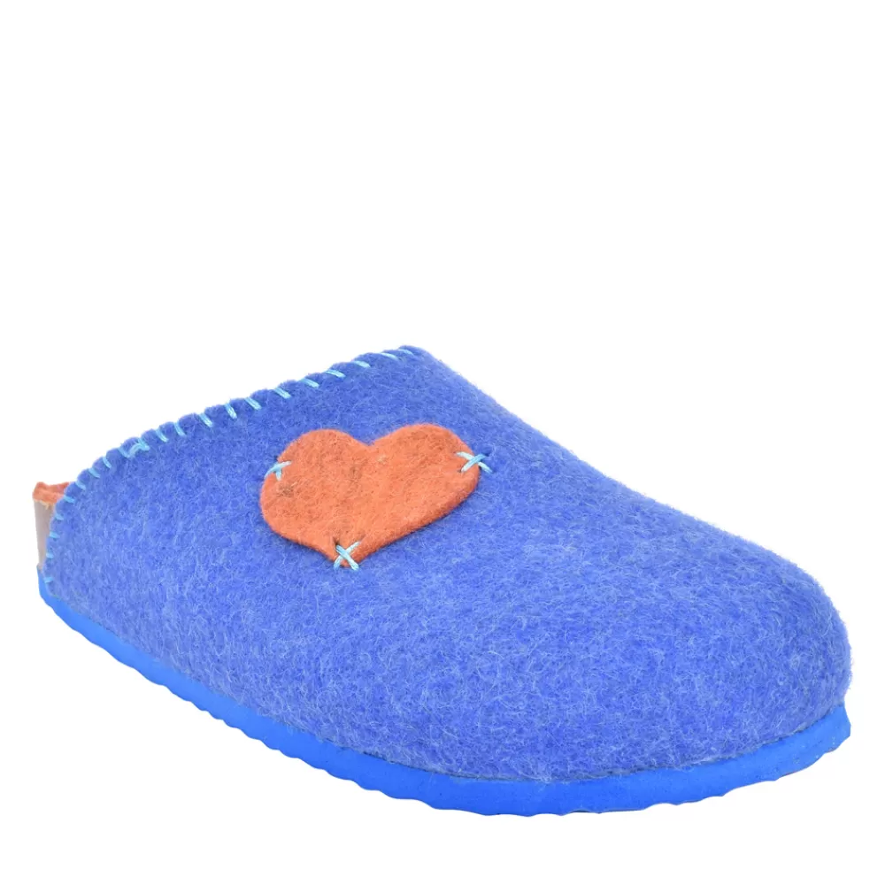 Ladies ADESSO Ladies Bexly A6319 Heart Mule Slipper In Blue