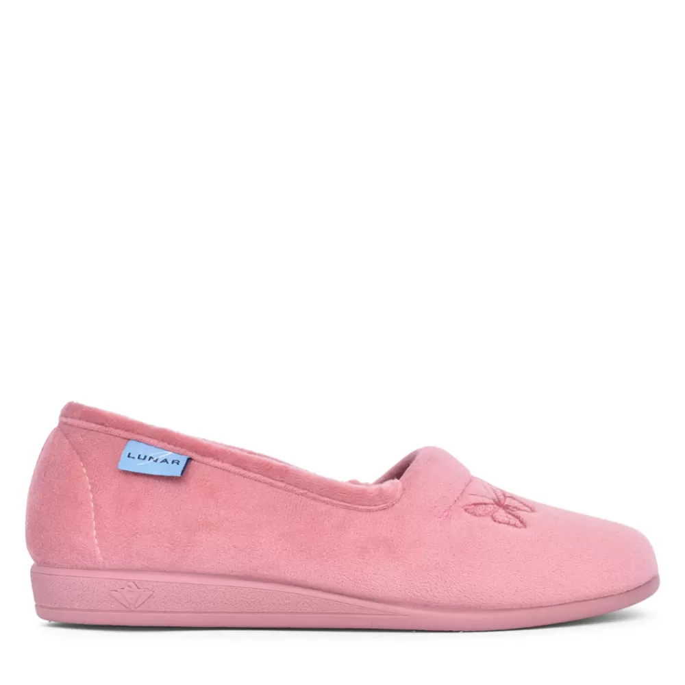 Ladies LUNAR Ladies Butterfly Kla001 Slipper In Pink