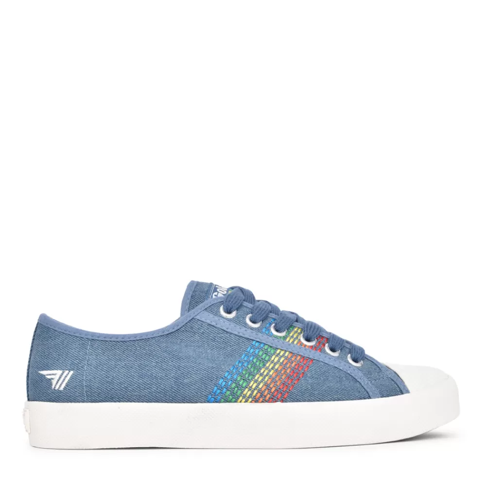 Ladies GOLA Ladies Coaster Rainbow Stitch Clb327 Trainer In Denim