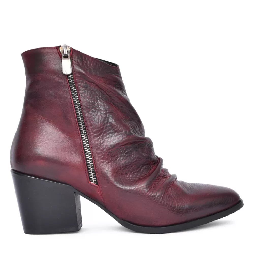 Ladies MODA IN PELLE Ladies Coralie Medium Heel Ankle Boot In Burgandy