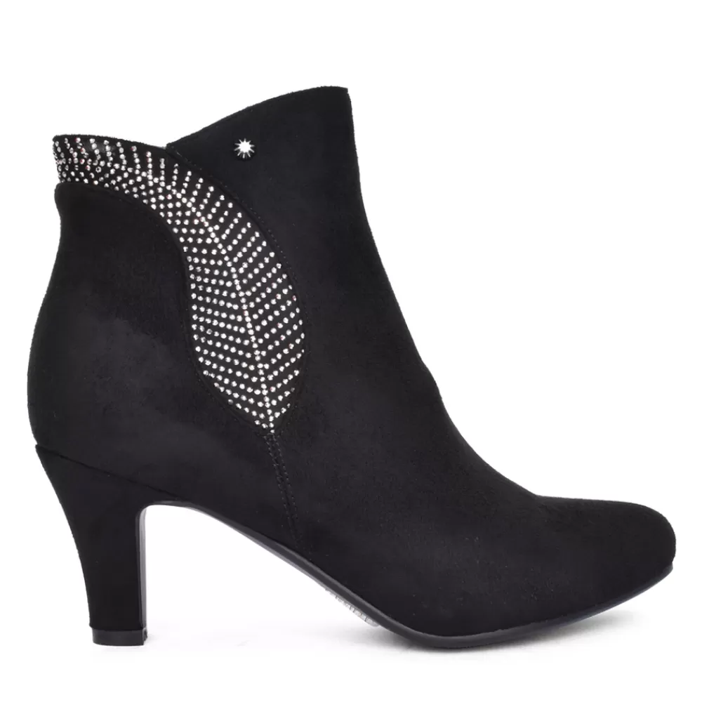 Ladies REDZ Ladies D2659 Low Heel Ankle Boot In Black