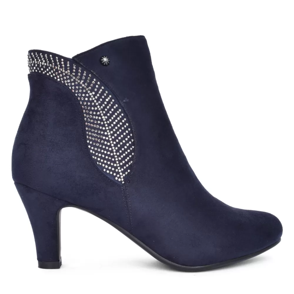 Ladies REDZ Ladies D2659 Low Heel Ankle Boot In Navy