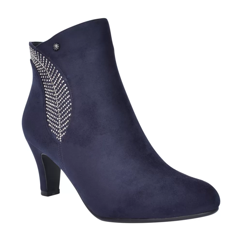 Ladies REDZ Ladies D2659 Low Heel Ankle Boot In Navy