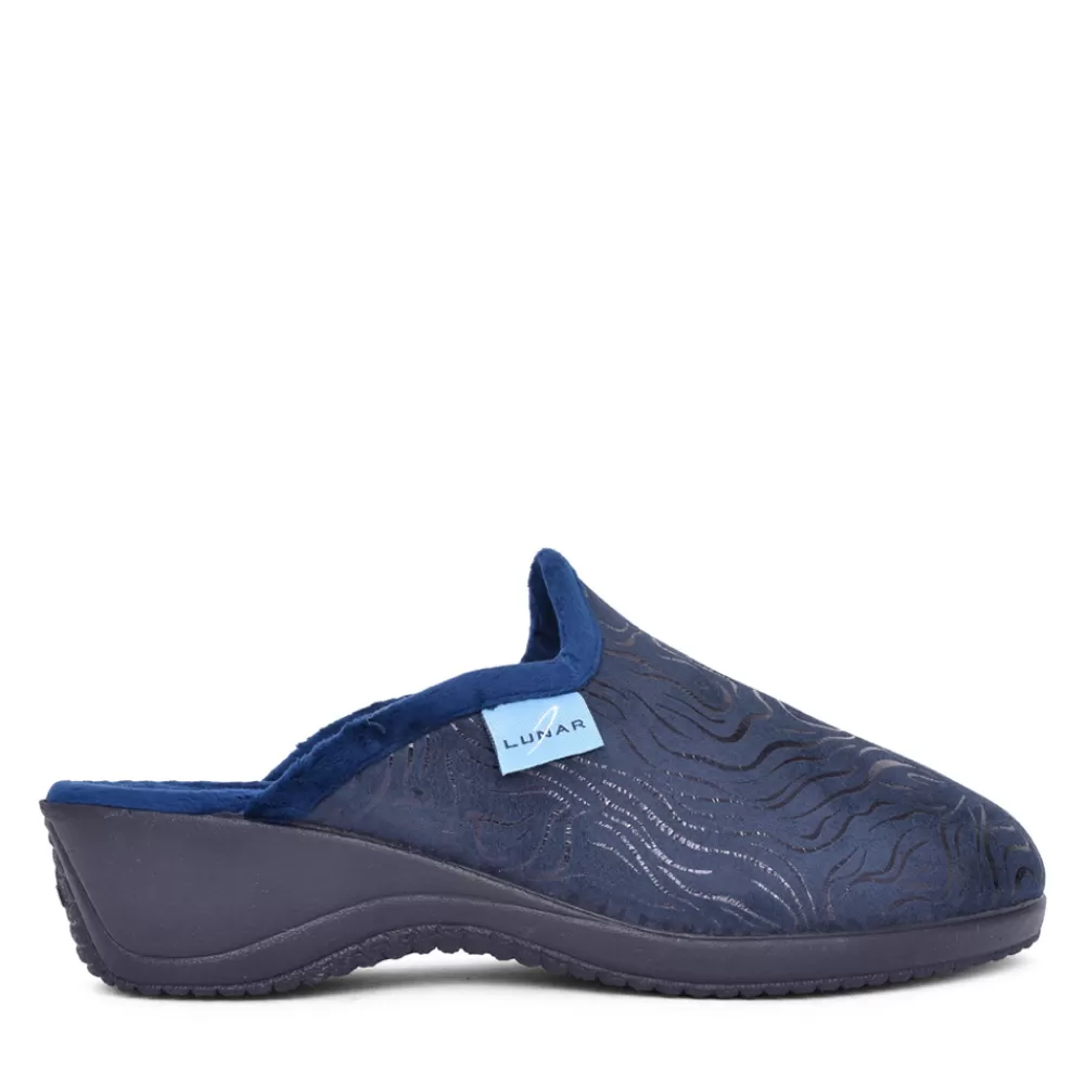 Ladies LUNAR Ladies Darlene Kla207 Mule Slipper In Navy