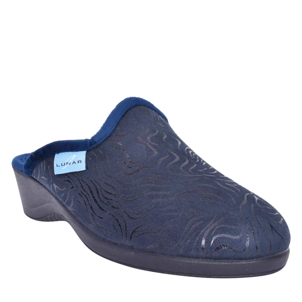 Ladies LUNAR Ladies Darlene Kla207 Mule Slipper In Navy