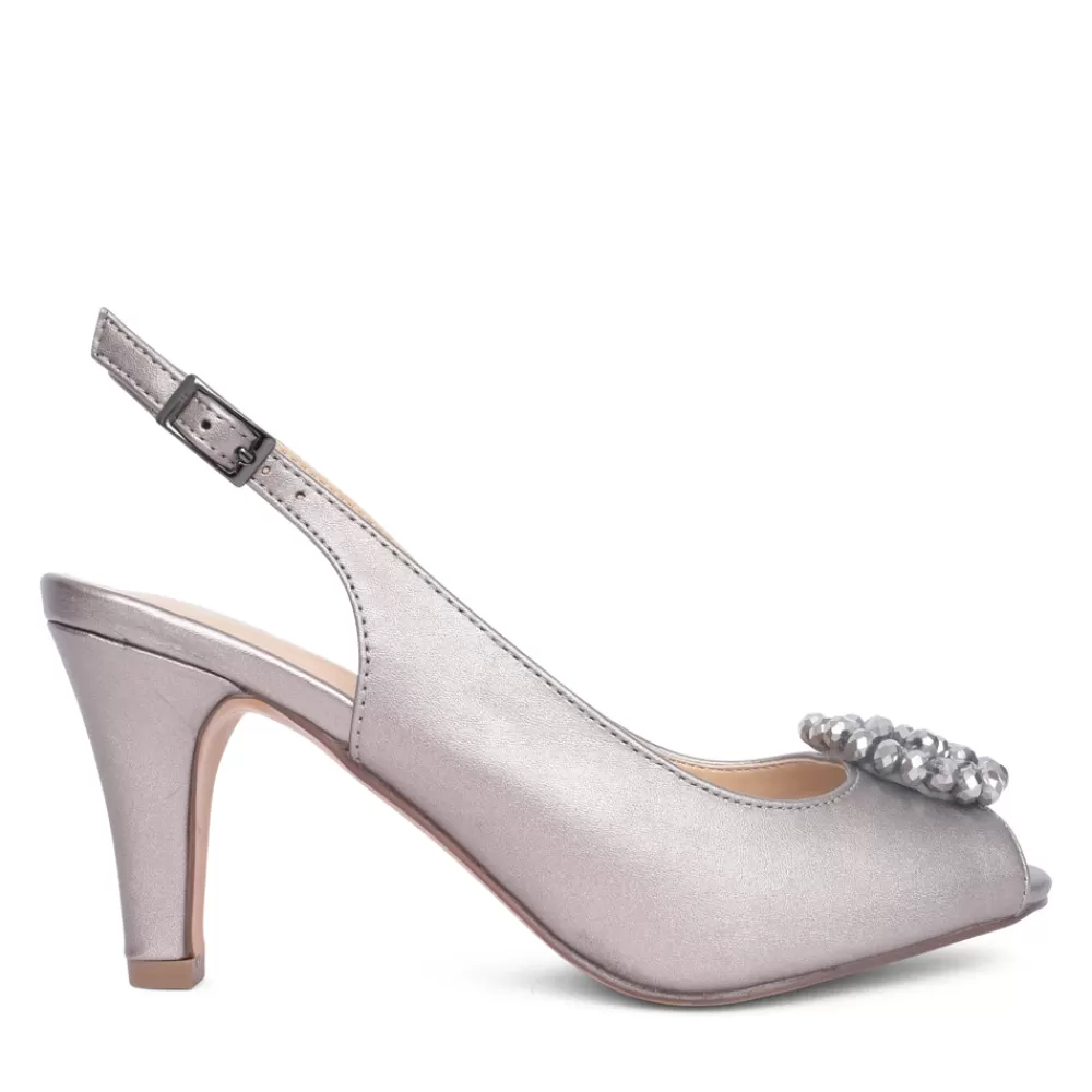 Ladies LOTUS Ladies Elodie Uls042 Peep Toe Court Shoe In Pewter