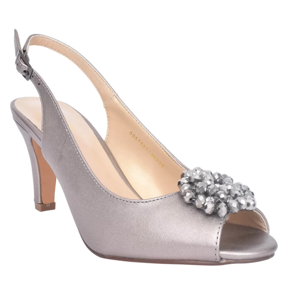 Ladies LOTUS Ladies Elodie Uls042 Peep Toe Court Shoe In Pewter