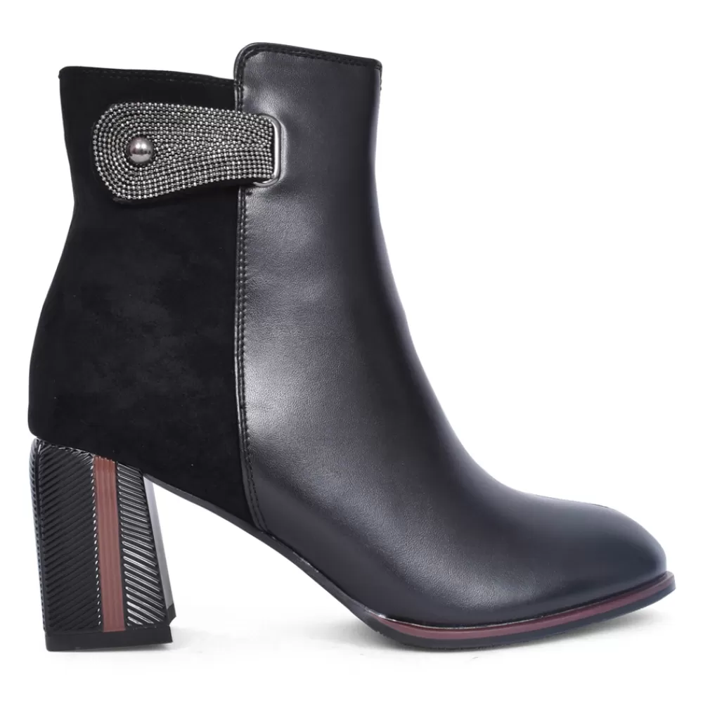 Ladies REDZ Ladies F220 Medium Heel Ankle Boot In Black