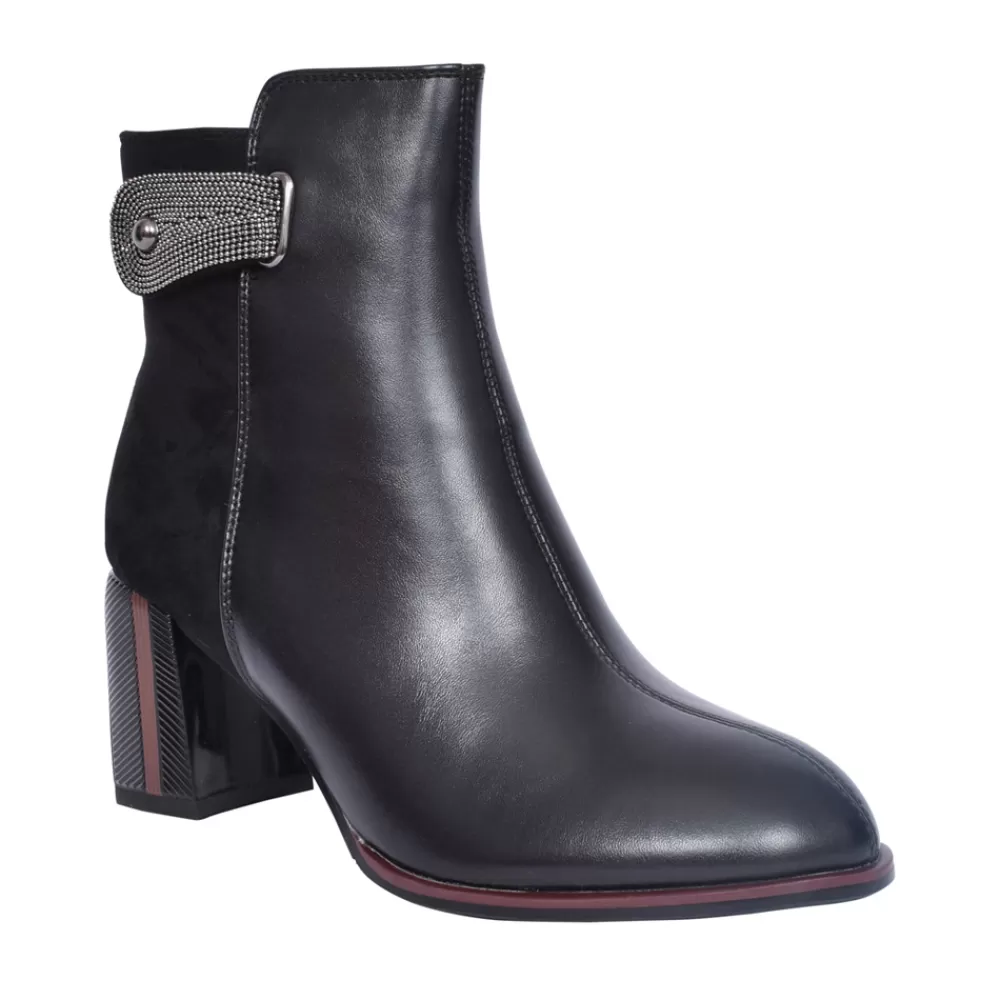 Ladies REDZ Ladies F220 Medium Heel Ankle Boot In Black