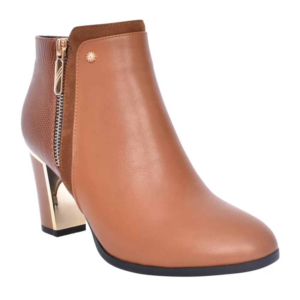 Ladies REDZ Ladies F49 Block Heel Ankle Boot In Tan