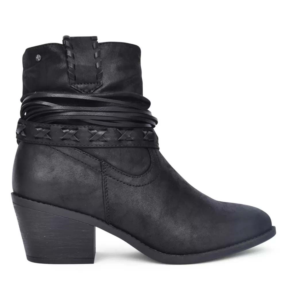 Ladies ESCAPE Ladies Fairview Block Heel Ankle Boot In Black