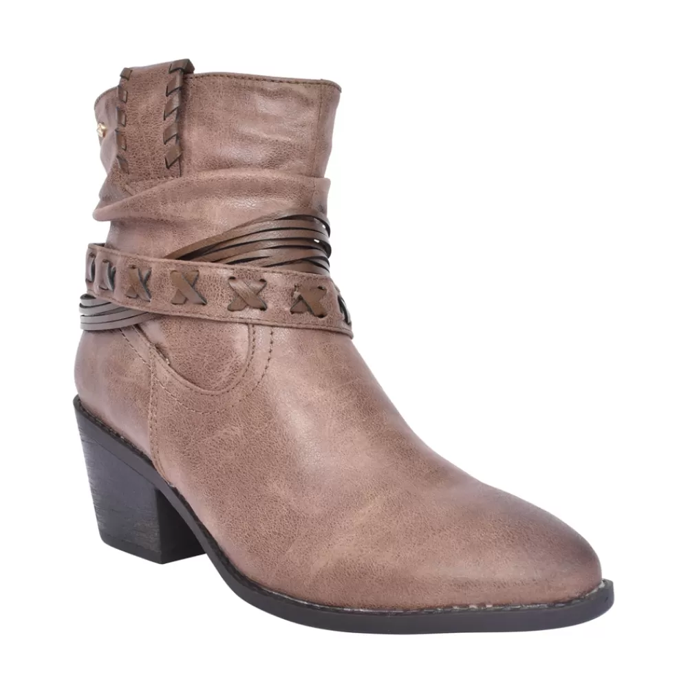 Ladies ESCAPE Ladies Fairview Block Heel Ankle Boot In Taupe