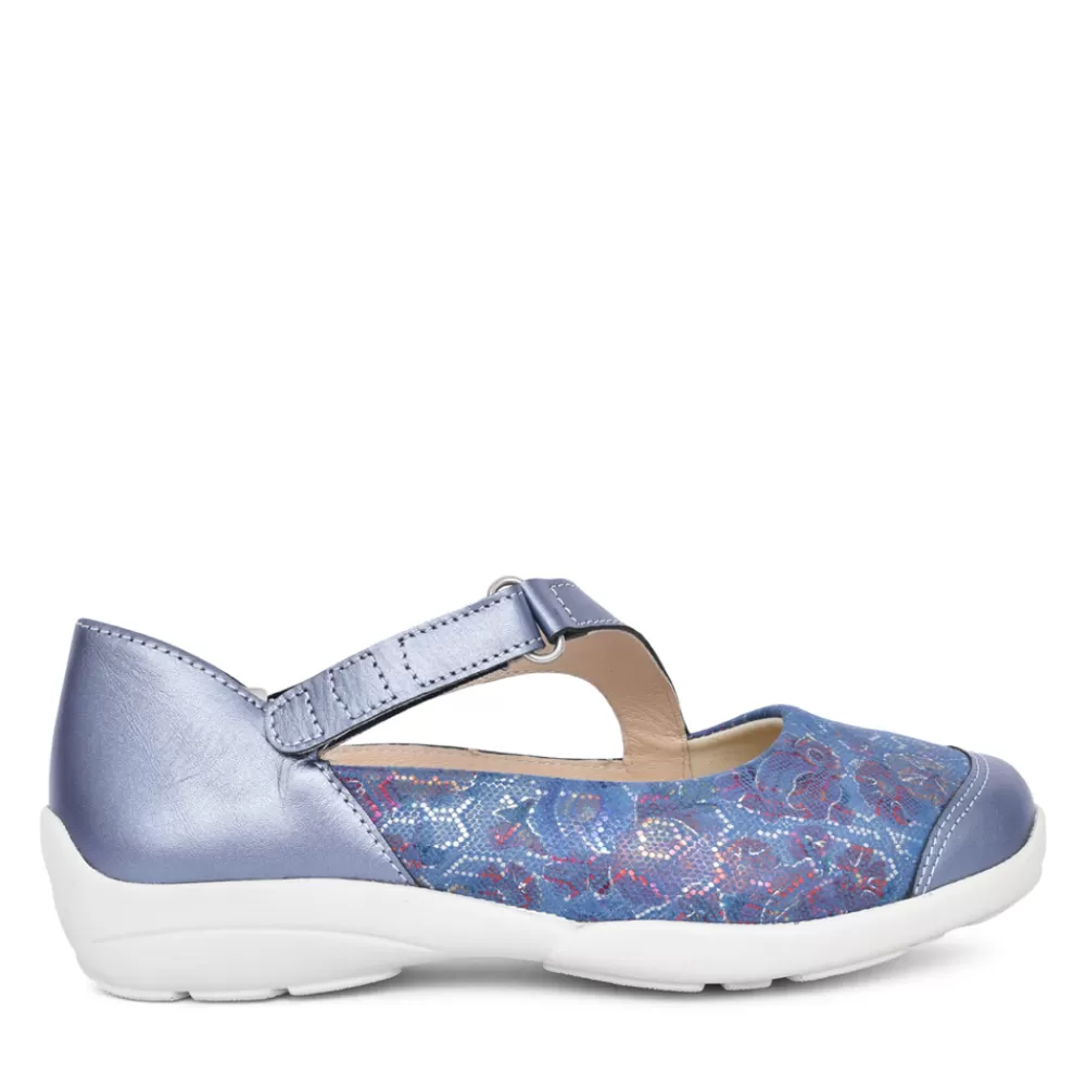 Ladies EASY B Ladies Gannet 2V Wide Fit Velcro Shoe In Blue