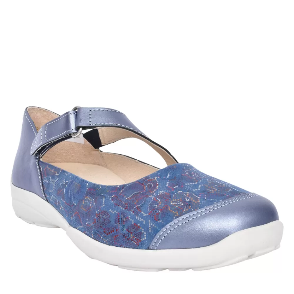 Ladies EASY B Ladies Gannet 2V Wide Fit Velcro Shoe In Blue