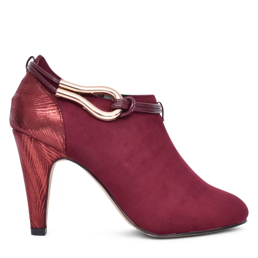 Ladies LOTUS Ladies Gloria Uls440 Medium Heel Shoe Boot In Wine